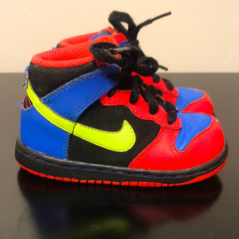 Nike Dunk Hightop 2009 black bolt red and signal blue
